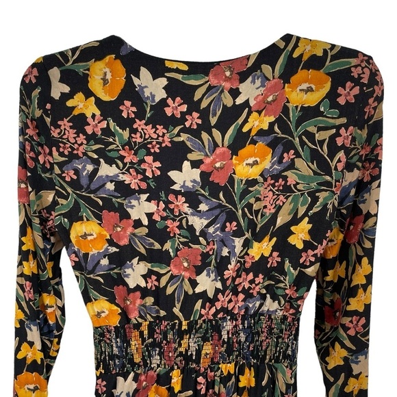 Zara Trafaluc Collection V-Neck Long Sleeve Floral Multicolored Midi Dress  Sz S - Picture 10 of 16